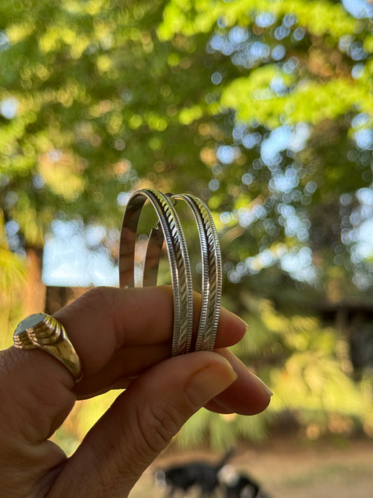 Silver Stamped Hoops