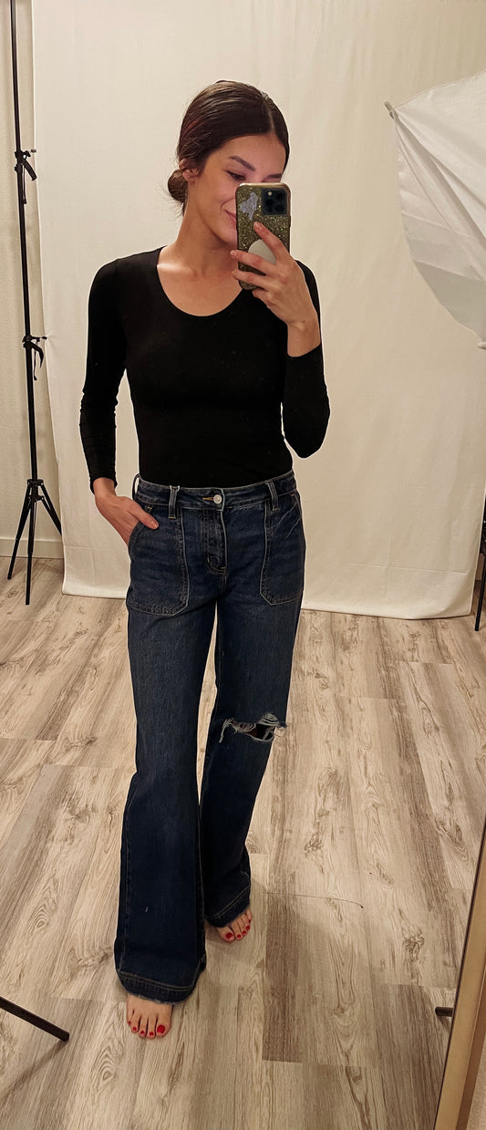 High rise relaxed flare jeans